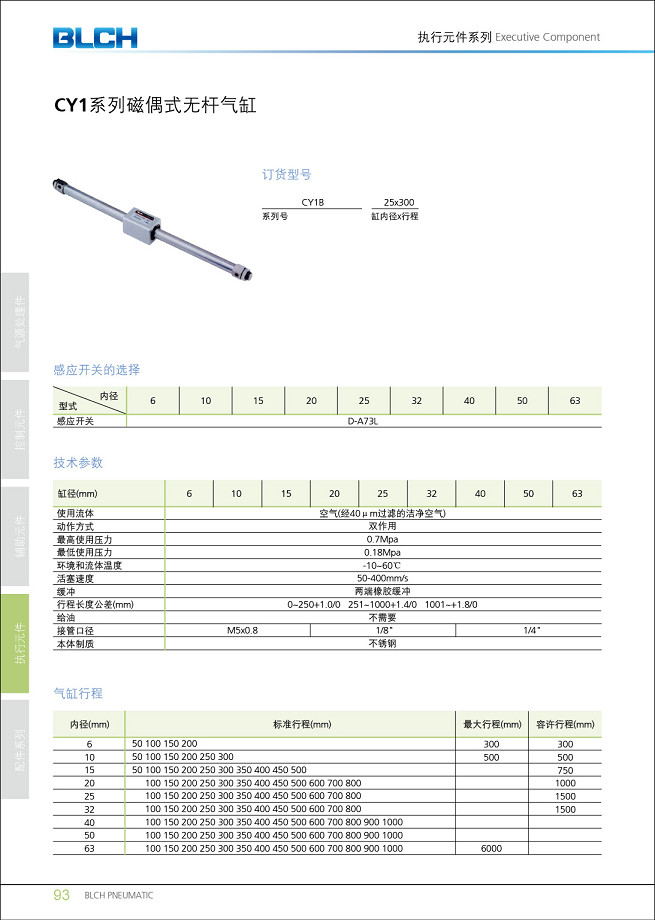 CY1磁偶式無(wú)桿氣缸 